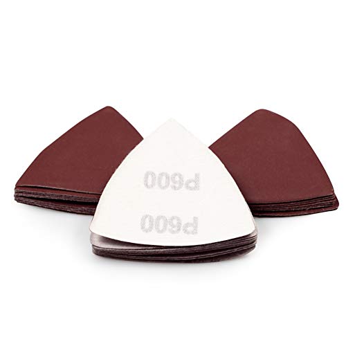 SPEEDWOX 30 Pcs Hook and Loop Triangle Sandpaper 600 Grit 80mm 3-1/8 Inches for Oscillating Multi Tool Detail Sander Sanding Discs Triangle Sanding Pads - style: 600 Grit