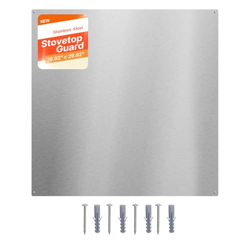 VEVOR 30" x 30" Stainless Steel Backsplash for Stove, Ultra Flat Splatter Guard, Wall Shield Range Hood Backsplash, Easy Clean Kitchen Wall Metal Panel, Pre-Drilled Holes for Easy Installation, Silver - size: 30x30in