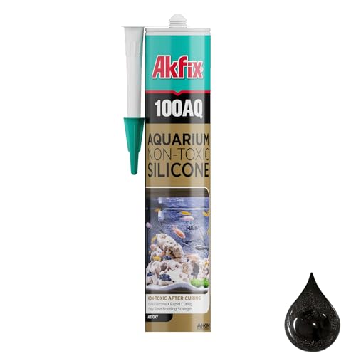 Akfix 100AQ Aquarium Sealant Black (1x10.1 fl. oz.) – 100% Waterproof, Fish-Safe, High-Speed Curing and Strong Adhesion, Non-Toxic Glass Adhesive for Aquarium Repair | Black, 1 Pack - color: Black, size: 1 Pack