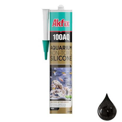 Akfix 100AQ Aquarium Sealant Black (1x10.1 fl. oz.) – 100% Waterproof, Fish-Safe, High-Speed Curing and Strong Adhesion, Non-Toxic Glass Adhesive for Aquarium Repair | Black, 1 Pack - color: Black, size: 1 Pack