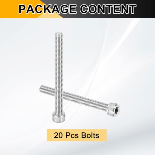 PATIKIL #10-32 x 2 Socket Head Cap Screws Bolts, 20Pcs 304 Stainless Steel Hex Head Metric Screws for Door Road Bicycle Mountain Bike Auto Ship Communication Equipment, Silver - size: 2 inch