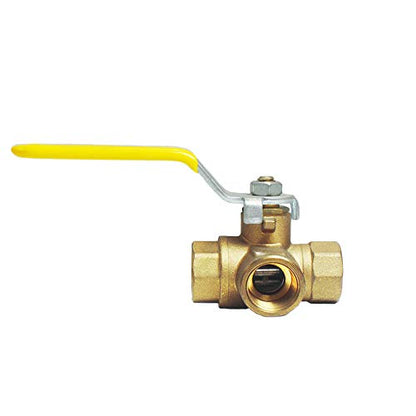 Nigo Industrial Co. 180SS Series 3-Way (L-PORT) Forged Brass Ball Valve, Lever Handle, NPT Female, Full Port 400WOG (3/4") - size: STANDARD - 3/4 Inch