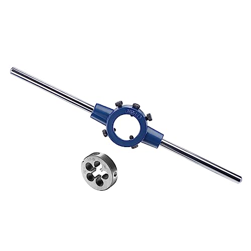 Die Stock Handle Set, 1/2-28 UNEF Thread Die & Fit 26mm-38mm OD / M12-M16 Die Wrench Tool Kit - (Applications: for Threading Repairing), 1-Set - size: 1/2-28 UNEF