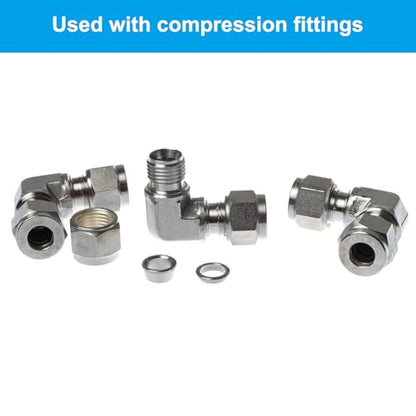 PATIKIL 1" Tube OD 304 Stainless Steel Compression Tube Fitting Sleeve, 2 Pack Double Ferrule Ring Tubing Fitting Assortment Kit, Silver - size: 1 Inch