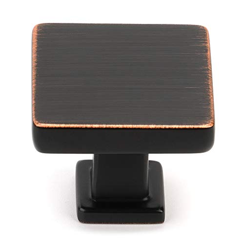 KOOFIZO 10 Pack Oil Rubbed Bronze Cabinet Knobs Square Single Hole Pull K08 - color: Oil Rubbed Bronze, size: Knob 1 - 10Pcs, style: Modern