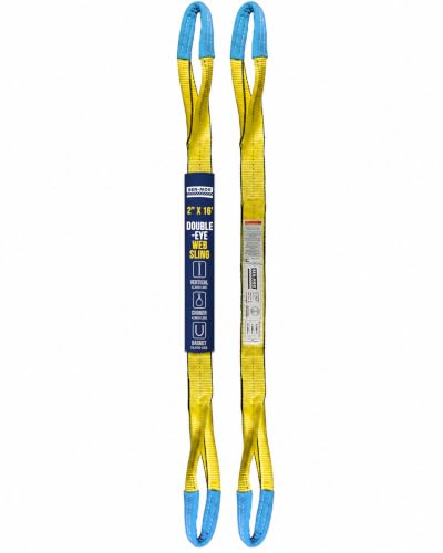 Ben-Mor Eye & Eye Lifting Sling, Type 3, 2-Ply Polyester, 2-Pack - size: 2 in x 16 ft