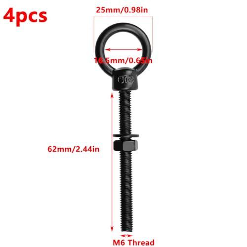 Antrader M6 Stainless Steel Eye Bolt,Heavy Duty Lifting Eyebolts,4Pcs Set - size: M6