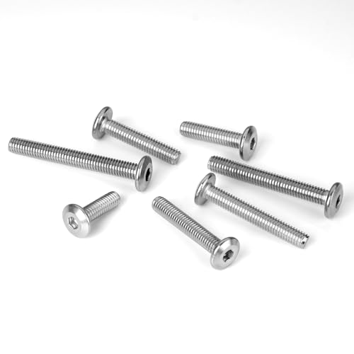 30Pcs M6 x 50mm M6 Screws, Flat Head M6x1.0 Bolt Hex Socket Cap Screws Bolts, M6 Bolts 304 Stainless Steel Furniture Screws Full Thread, Bright Finish & Hex Spanner By Mywish - color: Silver-M6, size: 50mm