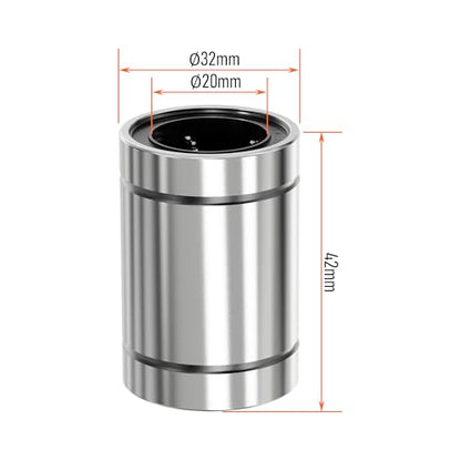 4PCS LM20UU Linear Ball Bearings, 20mm Bore Dia, 32mm OD, 42mm Length with Double Side Rubber Seal Linear Rail for CNC,3D Printer - size: LM20UU Size 20x32x42mm