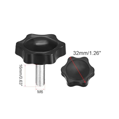 uxcell Clamping Handle Screw Knobs Handle Star Knob M6 x 16mm Male Thread 5pcs - size: M6*16