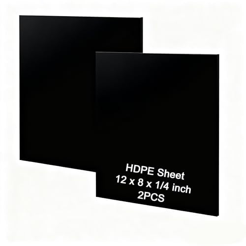 HDPE Sheet 1/4-2PCS 12" x 8" High Density Polyethylene Sheets with Protective Film 1/4 Thick HDPE Plastic Sheet Board Solid Plastic Block for Flat Panel DIY Projects Machining Home (Black) - color: Black, size: 12“x8"x1/4"
