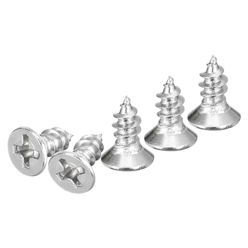 DTGN 100Pcs M4x8mm Flat Head Wood Screws, 304 Stainless Steel Phillips Self Tapping Screws - Good for Woodworking, Furniture - Silver - size: M4x8mm