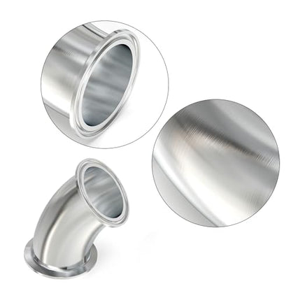 TAISHER 1PCS 304 Stainless Steel 1" Tube OD 45 Degree Elbow Sanitary Pipe Fittings 1.5" Tri Clamp 50.5MM Ferrule Flange with 2PCS Silicone Gaskets - size: 1" Tube OD (1.5" Tri Clamp)