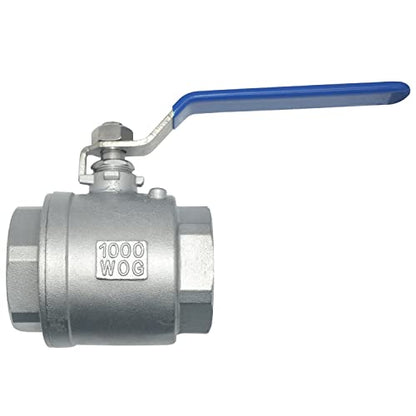 DAN SPEED 2" NPT Female 316 Stainless Steel Full Port Ball Valve Vinyl Handle WOG1000 - size: 2 inch 1 piece