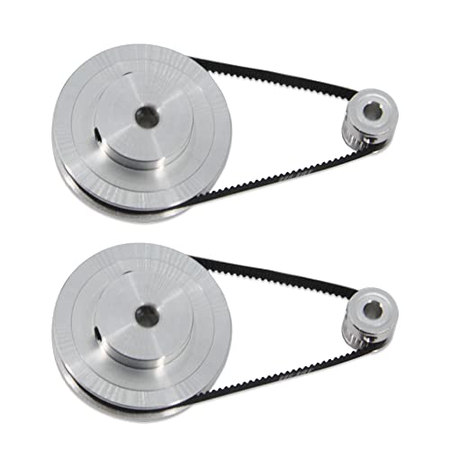 2PCS Set GT2 Synchronous Wheel 20&80 Teeth 6.35mm Bore Aluminum Timing Pulleys with 2PCS Length 250mm Width 6mm Belt (20-80T-6.35B-6) - style: 20-80T-6.35B-6