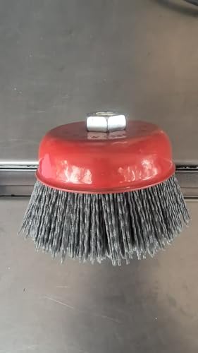 4" & 6" Abrasive Filament Nylon Bristle Cup Brush Combo – 5/8"-11 Thread Arbor, Gray 80 Grit, Heavy Duty Surface Prep, Rust & Coating Removal for Metal, Wood, Concrete, and Stone