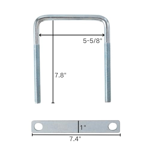 4 Pack Square U-Bolt for Trailer- Fits 5.5 Inch Wide Leaf Springs, Galvanized Steel Clamp Set, Secure Fit for Truck, Boat and Trailers - size: Fits Up To 5.5 Inch Wide Leaf Springs
