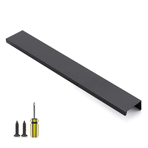 Ravinte 1 Pack Finger Pulls for Cabinets 254mm/10 Length Black Edge Pulls - size: 254mm/10" Overall Length