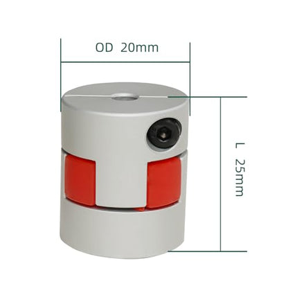 Flexible Shaft Coupling OD 20mm Length 25mm Bore 06mm to 10mm, Aluminum Alloy Anodized Coupler for CNC Routers, 3D Printers, and Automation Equipment - size: 06mm-10mm