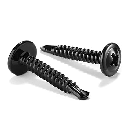#10 x 1 Sheet Metal Screws 100Pcs 410 Stainless Steel Truss Head Fast Self Tapping Screws Black Oxide by SG TZH - color: Black, size: #10 x 1"