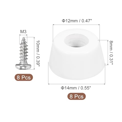 uxcell 8Pcs Rubber Bumper Feet, 0.31" H x0.55 W Round Pads with Stainless Steel Washer and Screws for Furniture, Appliances, Electronics - size: 0.31" H x0.55" W