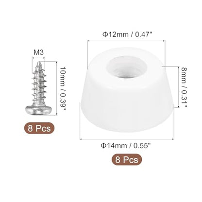 uxcell 8Pcs Rubber Bumper Feet, 0.31" H x0.55 W Round Pads with Stainless Steel Washer and Screws for Furniture, Appliances, Electronics - size: 0.31" H x0.55" W