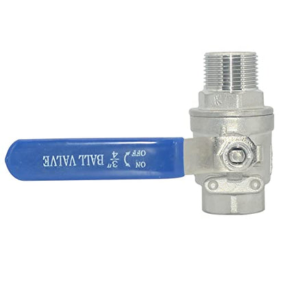 1Pcs Full Port Ball Valve 3/4'' - Heavy Duty Male NPT (MNPT) X Female NPT (FNPT) Thread with Long Handle Switch,Stainless Steel 304 for Water, Oil, and Gas,1000WOG - size: 3/4''