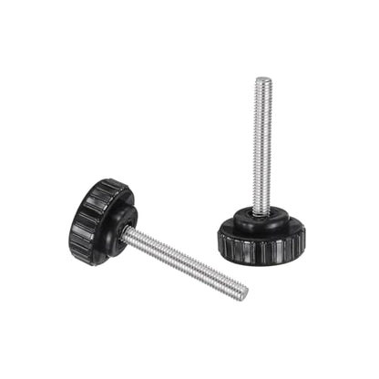 uxcell 2pcs Knurled Clamping Knobs M6 x 50mm Metric 304 Stainless Steel Male Thread Thumb Screw on Type 30mm Plastic Round Head Threaded Hand Bolt Stud Knobs Black - size: M6 x 50mm x 30mm