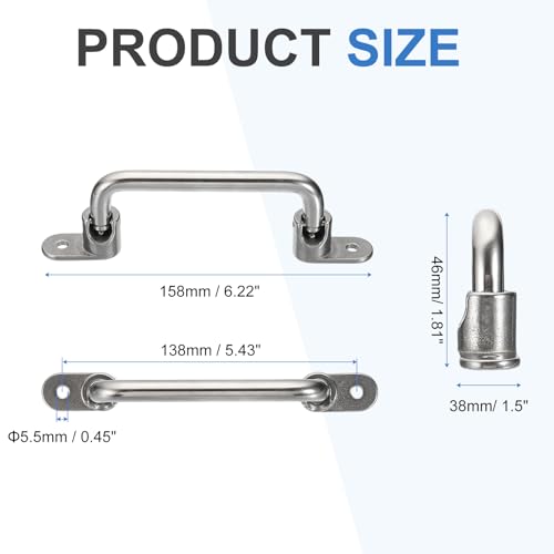 uxcell 304 Stainless Steel Folding Pull Handle (Hole Distance 5") - size: 5 Inch