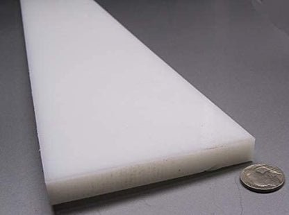 White HDPE (High Density Polyethylene) Rectangular Bar .500" (1/2") x 4.00" (4") x 48" 1 pc