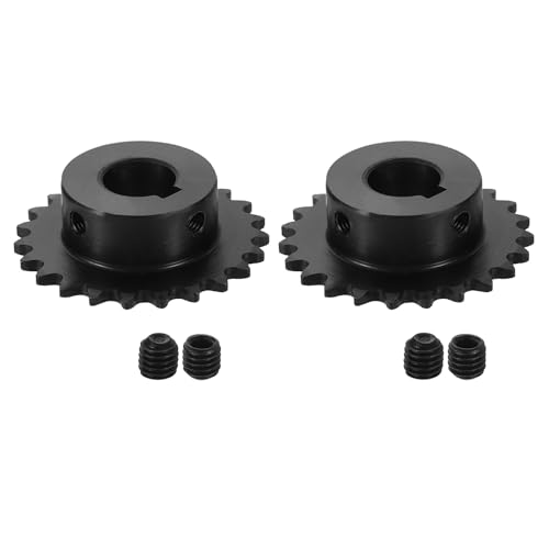 uxcell 2 Pcs #25 Chain Roller Sprocket 14mm Bore, 1/4" Pitch 23 Tooth C45 Carbon Steel ANSI #25 Roller Sprocket Keyway 5 x 2.3mm with Set Screws for ISO 04C Chain - size: 14mm Bore 23 Tooth 5 x 2.3mm Keyway