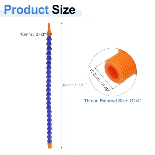 Heyiarbeit 3Pcs G1/4" Thread Flexible Water Oil Coolant Pipe Hose, 300mm Adjustable Round Nozzle Cooling Pipe Hose with Valve for Lathe CNC Water Cooling System