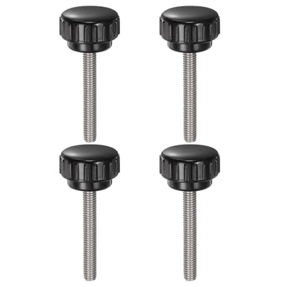 uxcell 4pcs Knurled Clamping Knobs M6 x 40mm Metric 304 Stainless Steel Male Thread Thumb Screw on Type 25mm Plastic Round Head Threaded Hand Bolt Stud Knobs Black - size: M6 x 40mm x 25mm