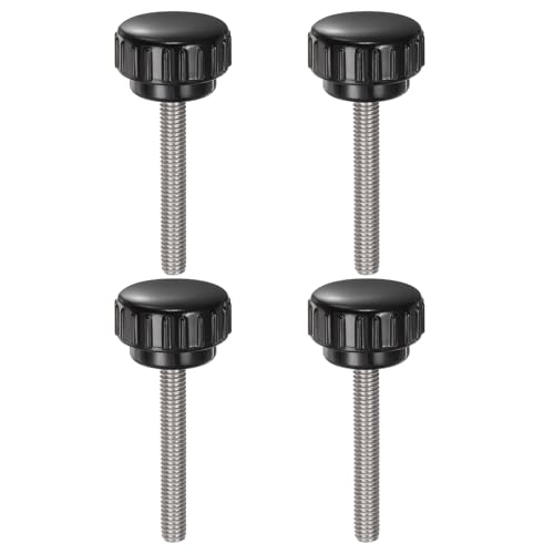 uxcell 4pcs Knurled Clamping Knobs M6 x 40mm Metric 304 Stainless Steel Male Thread Thumb Screw on Type 25mm Plastic Round Head Threaded Hand Bolt Stud Knobs Black - size: M6 x 40mm x 25mm