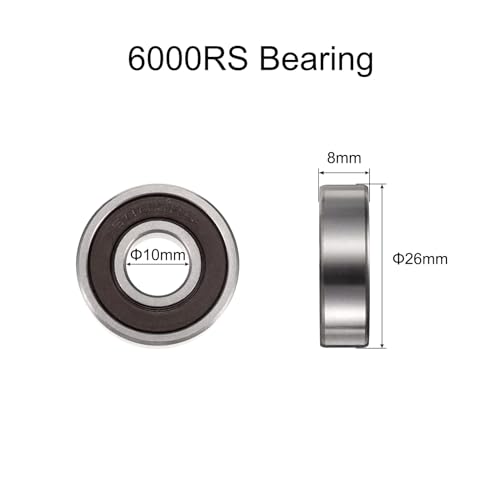 uxcell 10pcs 6000-2RS Bearing 10x26x8mm, Chrome Steel Double Rubber Seals Precision Bearing, Lubricated Deep Groove Ball Bearings, P6 (ABEC 3) - size: 6000-2RS