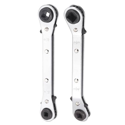 HARFINGTON 2pcs HVAC Service Wrench Set 1/4" 5/16" 3/16" 3/8" 25° 180°Double Head 16-Teeth Air Conditioner Valve Reversible Ratchet Wrench for Refrigeration Equipment Repair, Silver - color: Silver