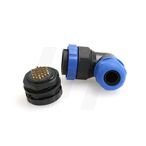 HangTon HE29 26 Pin Waterproof Wire Connector Plastic Threaded Outdoor Industrial Electrical Power Circular Male Female Angled Cable Plug + Panel Socket (26 pin) - size: 26 pin