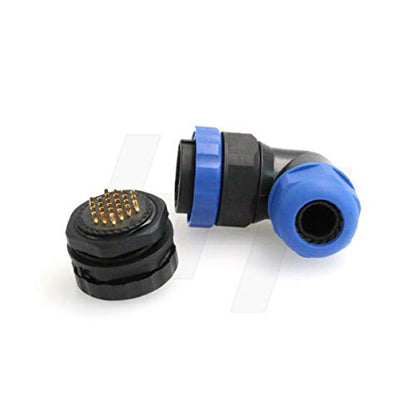 HangTon HE29 26 Pin Waterproof Wire Connector Plastic Threaded Outdoor Industrial Electrical Power Circular Male Female Angled Cable Plug + Panel Socket (26 pin) - size: 26 pin