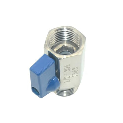 VARMHUS Pack of 2 304 Stainless Steel NPT Mini Ball Valve, Female x Male Thread Shut Off Valve for Water, Oil and Gas (1/2inch) - size: 1/2inch