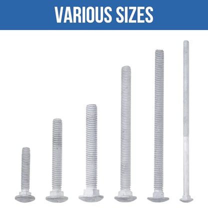 5/8" x 8" Carriage Bolts (20 PCS), Hot Dip Galvanized, Heavy Duty Round Head with Washers and Nuts - size: 5/8" x 8"