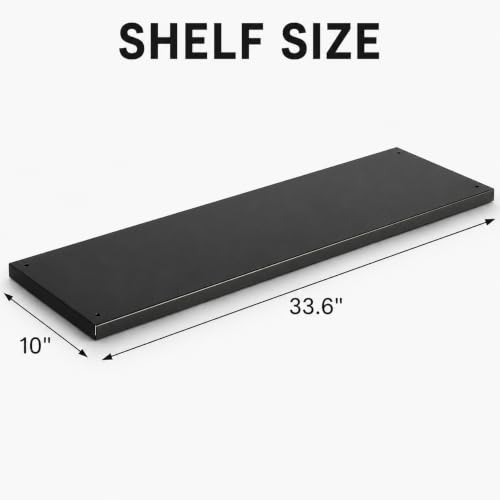 ADDOK Metal Shelf for 60 Gallon Storage Cabinet, 1 Pack Adjustable Storage Shelf 33.7" W x 10" D x 0.4" H, 44 lbs Capacity Replacement Sheves with Hardware, Black, Shelf Only Cabinet Not Included