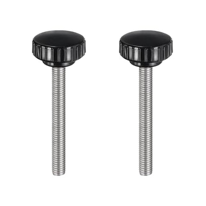 uxcell 2pcs Knurled Clamping Knobs M8 x 80mm Metric 304 Stainless Steel Male Thread Thumb Screw on Type 30mm Plastic Round Head Threaded Hand Bolt Stud Knobs Black - size: M8 x 80mm x 30mm