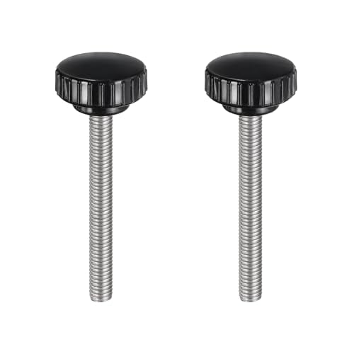 uxcell 2pcs Knurled Clamping Knobs M8 x 80mm Metric 304 Stainless Steel Male Thread Thumb Screw on Type 30mm Plastic Round Head Threaded Hand Bolt Stud Knobs Black - size: M8 x 80mm x 30mm