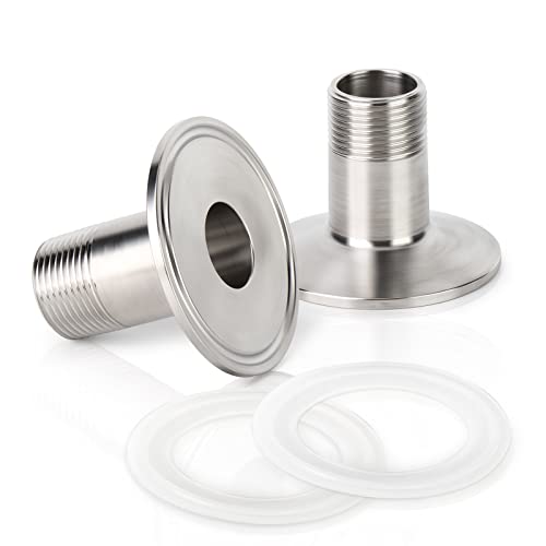 TAISHER 2PCS 1.5" Tri Clamp to 3/4" NPT Male 304 SS Sanitary Fitting - size: 3/4" MNPT