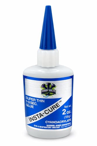 Bob Smith Industries Insta-Cure Super Thin CA Glue 2oz – 1–3 Second Set Time – Wicks Into Tight Gaps – Cyanoacrylate Adhesive for RC, Wood & Plastic Models. BSI-103 (Blue Label)