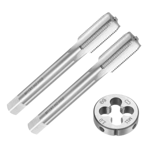 uxcell 3pcs Tap and Die Set, Metric M11 x 1 Thread Taps & Round Die, Tapping Threading Tool Tap & Die Kit for Nut Screw Bolt Thread Repair - size: M11 x 1