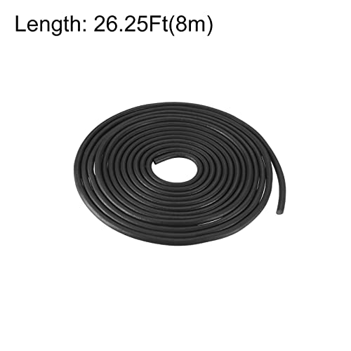 uxcell Nitrile Rubber Round Seal Strip, 4mm(5/32") Diameter 8 Meters (26.25Ft) Long Hard Solid Rubber Weather Stripping for DIY Gasket, Industrial Equipment, and Furniture - size: 4mmx8m