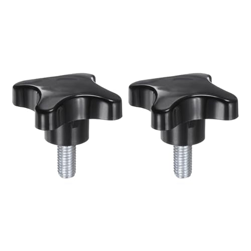 HARFINGTON 2pcs Star Knobs M10 x 20mm Male Thread Plastic 4-Star Stud Knob Hand Tightening Clamping Screw Replacement Threaded Handle, Black - size: M10 x 20mm