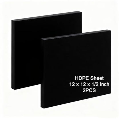 HDPE Sheet 1/2-2PCS 12" x 12" High Density Polyethylene Sheets with Protective Film 1/2 Thick HDPE Plastic Sheet Board Solid Plastic Block for Flat Panel DIY Projects Machining Home (Black) - color: Black, size: 12“x12"x1/2"