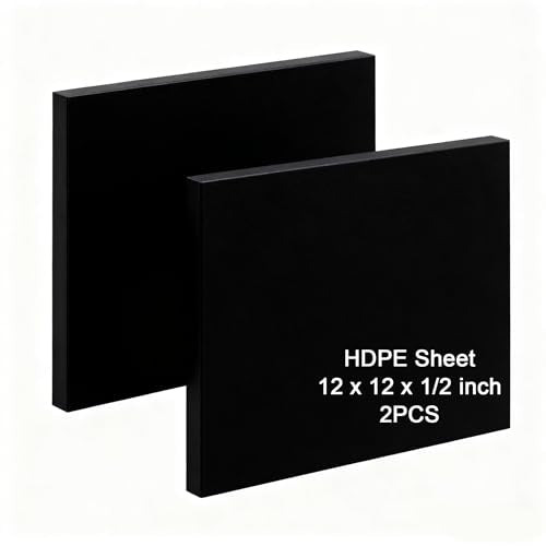 HDPE Sheet 1/2-2PCS 12" x 12" High Density Polyethylene Sheets with Protective Film 1/2 Thick HDPE Plastic Sheet Board Solid Plastic Block for Flat Panel DIY Projects Machining Home (Black) - color: Black, size: 12“x12"x1/2"